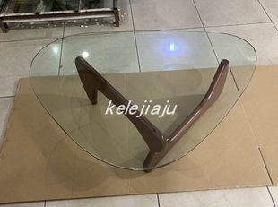 CL901 треугольник кофейный столик - темно орех  Coffee Table закалённое стекло Нобуки толстая 45mm