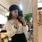 Học sinh Hàn Quốc mùa thu hoang dã mới màu đen POLO ve áo đơn tính khí áo sơ mi áo sơ mi nữ