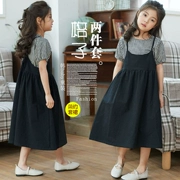 2018 mùa hè Hàn Quốc cô gái váy đen váy cô gái lỏng mỏng váy trong lớn trẻ em lớn ăn mặc