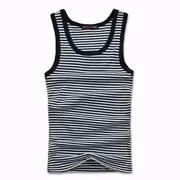 Mùa hè nam Hàn Quốc mỏng cotton sọc vest thanh niên bó sát vest vest cổ tròn mồ hôi vest - Lót