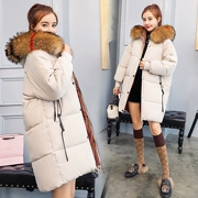 Mỡ mm cộng với phân bón XL 200 kg cotton dài Phần nữ phiên bản Hàn Quốc thắt lưng dày xuống đệm bông mùa đông tóc lớn