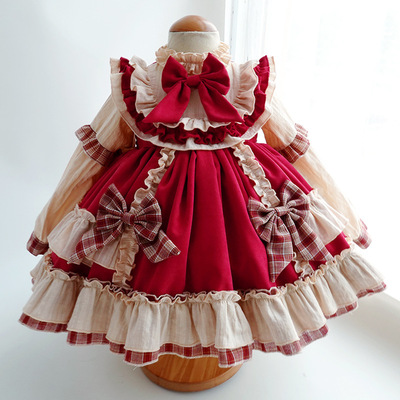 taobao agent Genuine retro children's dress, spring small princess costume, Lolita style, western style