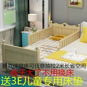 Gỗ rắn trẻ em có thể thu vào giường bé trai và bé gái Giường đơn mở rộng giường khâu giường đa chức năng giường đôi có thể thu vào - Giường