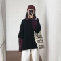 Áo mới 2018 Hàn Quốc dài tay ulzzang giả hai mảnh kẻ sọc lỏng lẻo áo len nữ sinh viên POLO áo khoác cardigan nữ