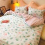 Cô gái trái tim in flamingo công chúa gió giường bốn mảnh có thể khỏa thân ngủ ký túc xá giường vải lanh chăn 1,2 m ba mảnh giá chăn ga gối đệm