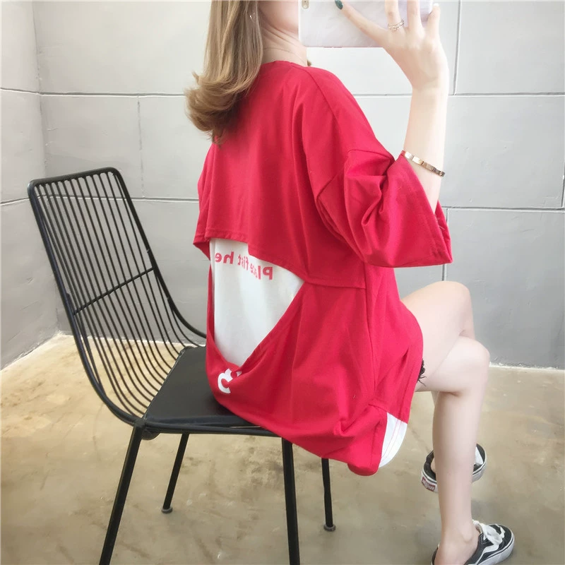 2020 bà bầu mặc mùa xuân và mùa hè mới Hàn Quốc giản dị áo phông ngắn tay lưới màu đỏ thủy triều mẹ lỏng lẻo cá tính hàng đầu - Áo thai sản