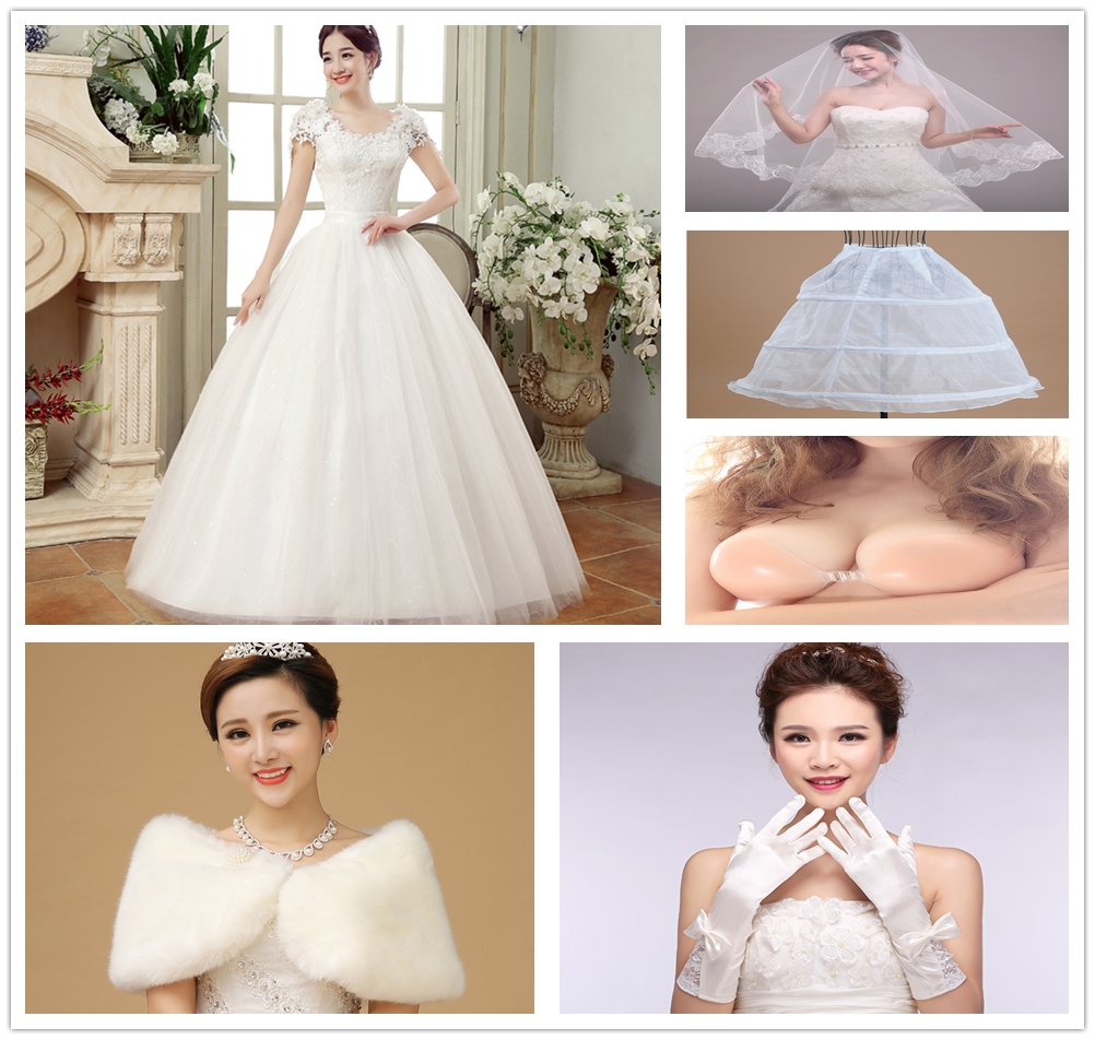  7XL: Bust 116 waist circumference 104 180-200 catties+Wedding+skirt/veil/glove/chest sticker/shawl   + $12.57 