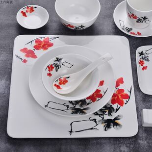 Ceramic tableware, creative high-end set for hotel, increased thickness, Chinese style