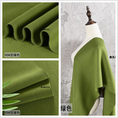 taobao agent Thick Army Mung Bean Green 40S whole cotton brocade cotton space cotton air layer fabric on all sides of elastic clothing fabric