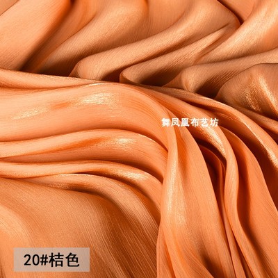 taobao agent Orange silk smooth crystal silk pearl light cloth shiny and bright surface soft water gauze island gauze wrinkle body fabric