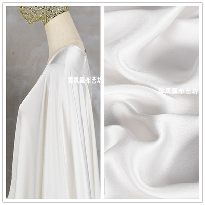 taobao agent White double-sided acetate satin fabric, delicate silky drape dress, glossy dress shirt fabric