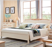 Vụ nổ đáng giá Tiền Walker Boss lớn Bossia Phong cách trắng Bắc Âu lưu trữ đôi đầy đủ giường gỗ nguyên khối 1,8 m 1,5 - Giường