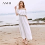 Amii tối giản tươi mát bên bờ biển kỳ nghỉ 2019 hè mới lệch eo thêu váy cotton rỗng - Sản phẩm HOT váy thiết kế đẹp