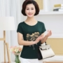 Phụ nữ trung niên ngắn tay t-shirt 40-50 tuổi mẹ trung niên nạp mùa hè phương thức bông cũ-shirted áo sơ mi đầm u50