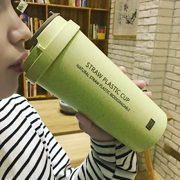 Phiên bản tiếng Hàn của rơm lúa mì học sinh nam và nữ cốc nhựa Harajuku đơn giản giản dị cá tính cốc cà phê uống cốc - Tách