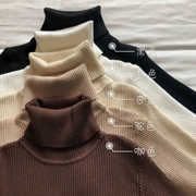 Thu đông 2018 phiên bản Hàn Quốc mới của các mẫu cơ bản màu rắn hoang dã học sinh dệt kim áo khoác cao cổ áo len dài tay áo khoác nữ