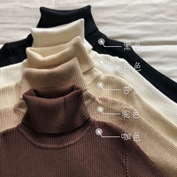 Thu đông 2018 phiên bản Hàn Quốc mới của các mẫu cơ bản màu rắn hoang dã học sinh dệt kim áo khoác cao cổ áo len dài tay áo khoác nữ áo cardigan nữ dáng dài