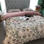 [Red vương miện] phim Mỹ-Hàn Quốc vốn có trong thế giới với số tiền Brushed bông chăn bông gia đình khăn trải giường của bốn mùa đoạn - Bộ đồ giường bốn mảnh chăn ga gối đệm màu hồng