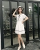 Ăn mặc nữ mùa hè 2018 mới của Hàn Quốc phiên bản của vòng cổ cung ngắn tay thường ăn mặc eo cao là mỏng Một từ váy nữ váy chữ a công sở A-Line Váy