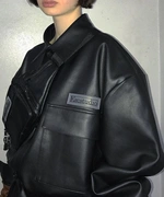 Hey Thiên Chúa Hàn Quốc thiết kế thương hiệu vài mô hình phần dài ESC áo sơ mi da áo khoác nữ mùa thu và mùa đông