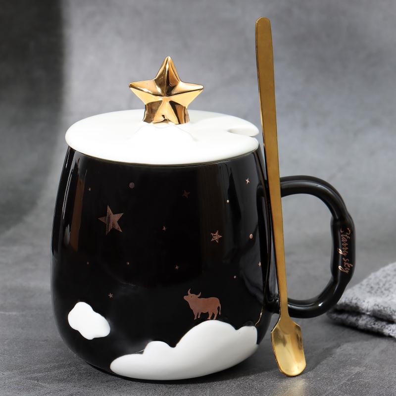 Star Cup & CattleCartoon ceramics Girlish heart unicorn Mug Water cup female With cover originality trend office lovers powder Unicorn