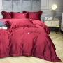 Đám cưới mùa xuân và mùa hè của bốn màu đỏ cao cấp màu đen mượt ngủ nhập khẩu Tiansi Bộ đồ giường cưới đơn giản Bắc Âu - Bộ đồ giường bốn mảnh chăn ra gối nệm