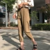 Mùa hè của phụ nữ Hàn Quốc phiên bản của lỏng màu rắn đàn hồi eo cà rốt quần harem quần eo cao là mỏng chín quần quần âu thủy triều quan dai nu dep Quần Harem