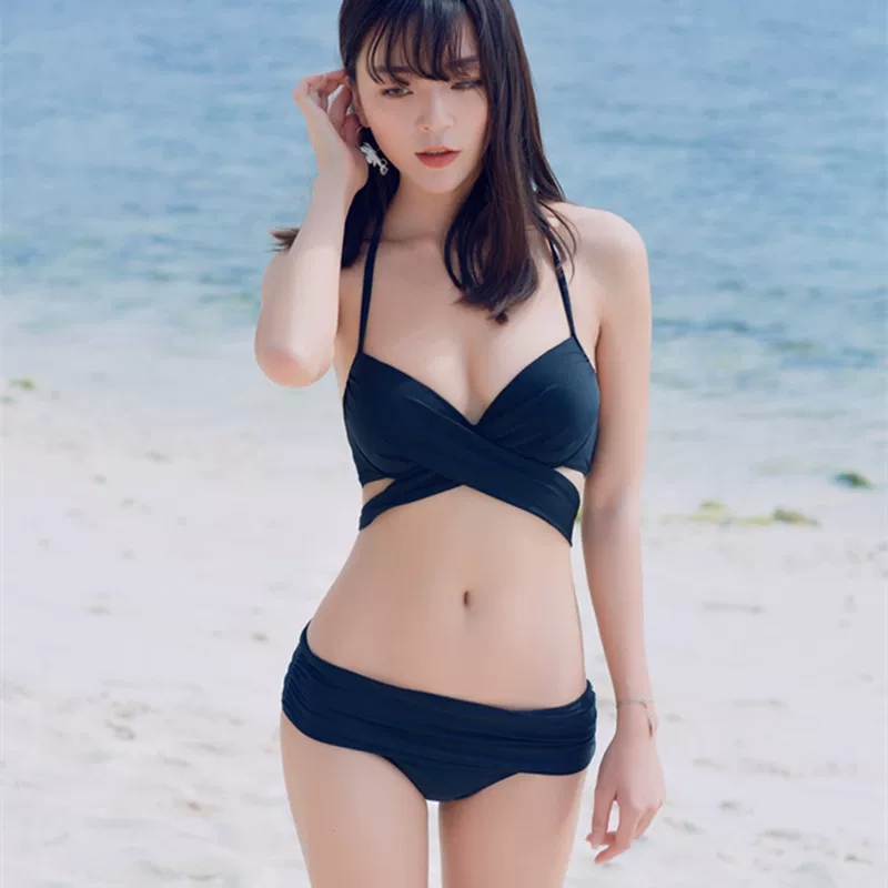 Sexy split swimwear, black lace jacket