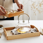 Nhật bản khay đôi tai bằng gỗ khay hình chữ nhật khay với xử lý khay trà sồi khách sạn khay cà phê tấm bảo vệ môi trường