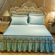 Châu âu giường váy băng lụa mat ba bộ 1.8 m mùa hè trải giường có thể giặt gấp điều hòa không khí mềm mat non-slip