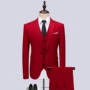 Cộng với phân bón phù hợp với XL phù hợp với nam ba mảnh phù hợp với Slim phù hợp với nam màu đỏ chú rể tốt nhất người đàn ông váy cưới - Suit phù hợp áo vest nam hàn quốc