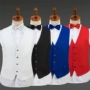 Mùa hè Slim vest vest nam phù hợp với vest vest vest vest chú rể màu sân khấu biểu diễn hợp xướng - Dệt kim Vest vest đen nam