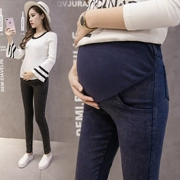 Phụ nữ mang thai mặc quần jean mùa thu nâng xà cạp Phụ nữ mang thai chân mùa thu quần bút chì mang thai quần dài mùa xuân và mùa thu