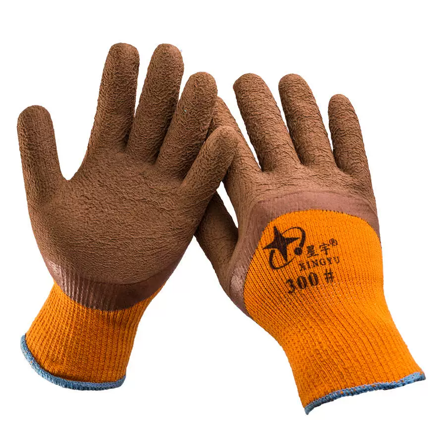 Găng tay bảo hộ lao động cao su chịu nhiệt Xingyu FL300 terry plus nhung găng tay giữ nhiệt nhúng PVC chống mài mòn dày chống lạnh găng tay thợ hàn 