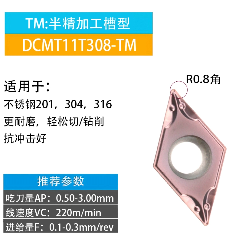 Kim cương CNC lưỡi DCMT11T304 tiện thép các bộ phận dao bằng thép không gỉ hạt DCMT11T308 vòng tròn bên ngoài lỗ bên trong dao mũi phay gỗ cnc dao tiện gỗ cnc Dao CNC