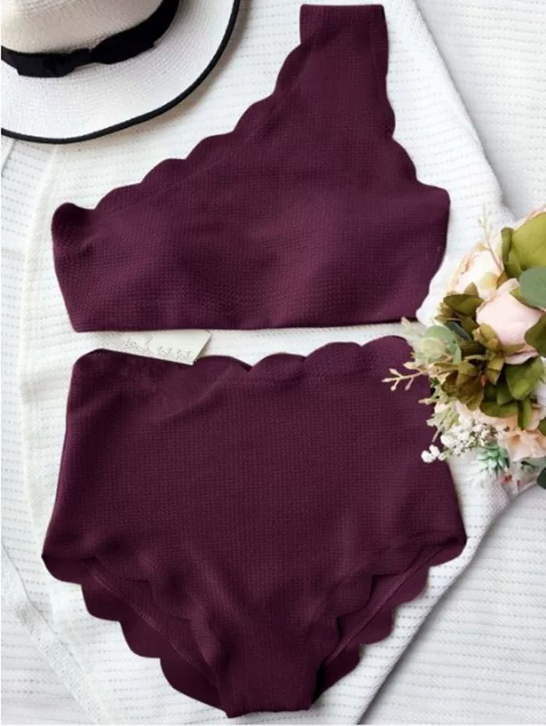 Футболка с плеча-бантом в форме веера с высоким поясом купальник-бикини SWIMWEAR лепесток женский раздельный купальник