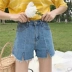 2018 mới của Hàn Quốc phiên bản của denim hoang dã quần short nữ mùa hè eo cao một từ lỏng mỏng rộng chân ins quần nóng sinh viên thoi trang cong so Quần jean