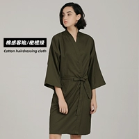 Хлопок -чувствительный халат (оливково -зеленый)