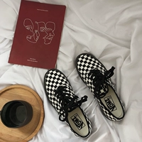 Ulzzang kẻ sọc giày nữ sinh viên Hàn Quốc phiên bản của retro hoang dã giày vải ins màu đen và trắng Harajuku phong cách một giày đạp giầy bánh mì nữ