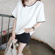 Mùa hè mới Han Fan thời trang tính khí áo sơ mi nữ đơn giản slim đồ ngủ lỏng kích thước lớn ngắn tay T-Shirt dịch vụ nhà