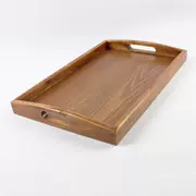 Khay gỗ tay hình chữ nhật Nhật Bản bằng gỗ đơn giản khay trà sáng tạo retro khay gỗ lưu trữ nhà ăn khay - Tấm