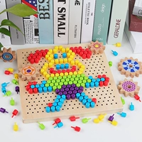 Вариационный деревянный конструктор с грибочками-гвоздиками для детского сада, интеллектуальная игрушка