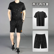 Phù hợp với nam mùa hè xu hướng mới Hàn Quốc quần áo đẹp trai mùa hè một chiếc áo ngụy trang nam ngắn tay - Bộ đồ