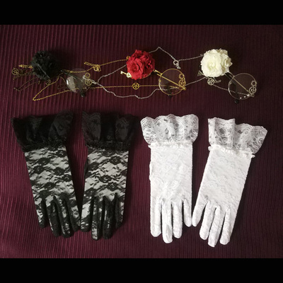 taobao agent Retro gloves, white accessory, lace dress, Lolita style