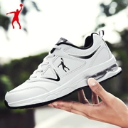 Jordan Granny mùa thu và mùa đông thương hiệu giày thể thao nam bằng da màu trắng Học sinh trung học du lịch giày chạy bộ giày nam - Giày chạy bộ