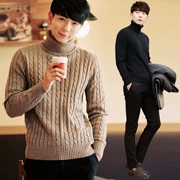 Mùa đông màu đen cao cổ áo len nam Hàn Quốc phiên bản của xu hướng của tự canh tác cơ sở dày ấm nam áo len cá tính dòng quần áo