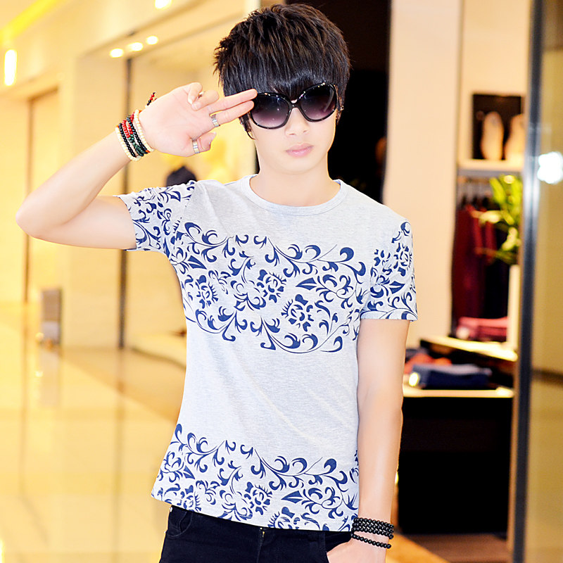 2017夏季休闲衣服 青花瓷印花男士短袖t恤体恤衫1666-dt5008-p15