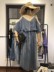 Yirong Quốc Tế 6720 Đơn ngực Strap Rò Rỉ-vai Khâu Lưới Thương Hiệu Lớn Tính Mỏng Tencel Denim Dress Dài váy đầm