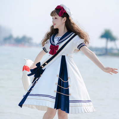taobao agent Genuine navy small princess costume, dress, Lolita OP, with short sleeve, Lolita style