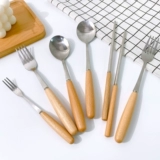 Японская посуда, креативная ложка, вилка для фруктов, десертные палочки для еды для домашнего использования из нержавеющей стали, простой и элегантный дизайн